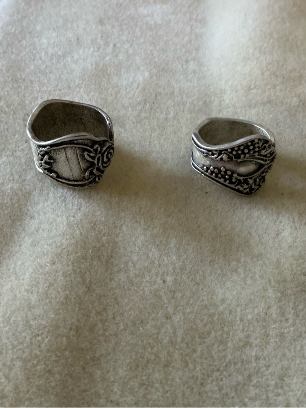 Vintage style Spoon Ring Set - Silver Tone Adjustable Bands